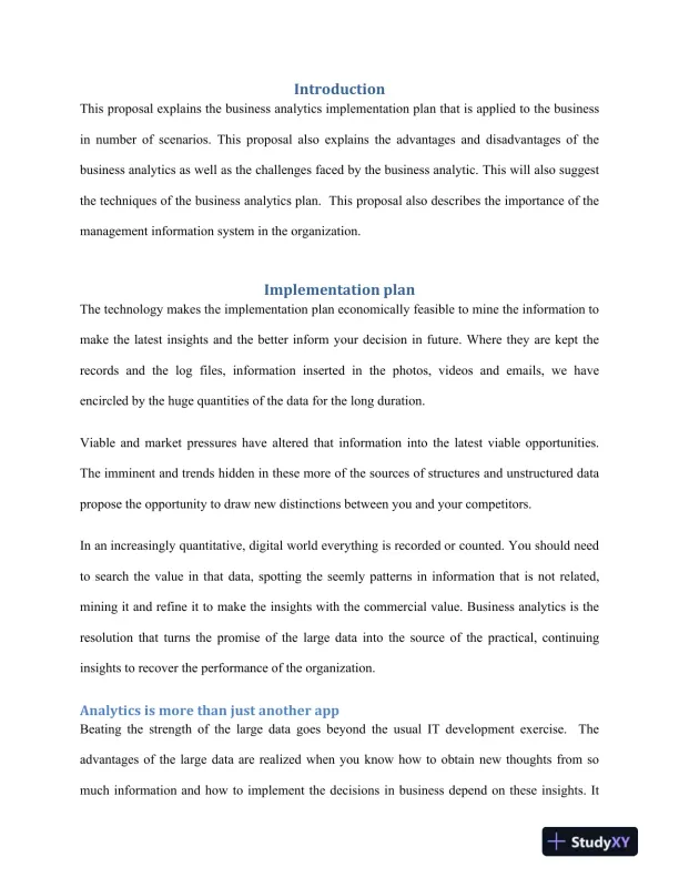 Assignment 2: LASA 2�Business Analytics Implementation Plan Part 2 - Page 4 preview image