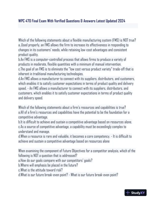 2024 WPC470 Law Final Exam With Answers (650 Solved Questions) - Page 1 preview image