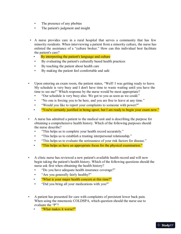 Test Bank for Health Assessment in Nursing, 7th North American Edition (Chapters 1-34) - Page 11 preview image