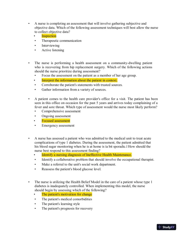 Test Bank for Health Assessment in Nursing, 7th North American Edition (Chapters 1-34) - Page 7 preview image