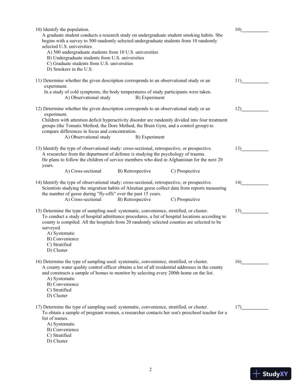 Test Bank for Biostatistics for the Biological and Health Sciences , 2nd Edition - Page 3 preview image