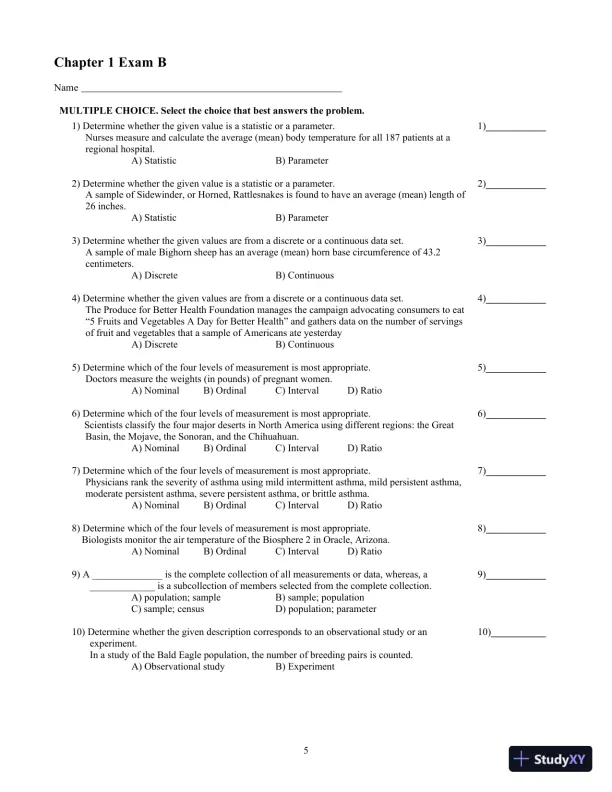 Test Bank for Biostatistics for the Biological and Health Sciences , 2nd Edition - Page 6 preview image