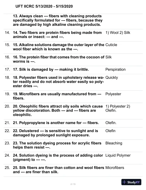 2020 UFT IICRC Practice Exam with Answers (137 Solved Questions) - Page 3 preview image
