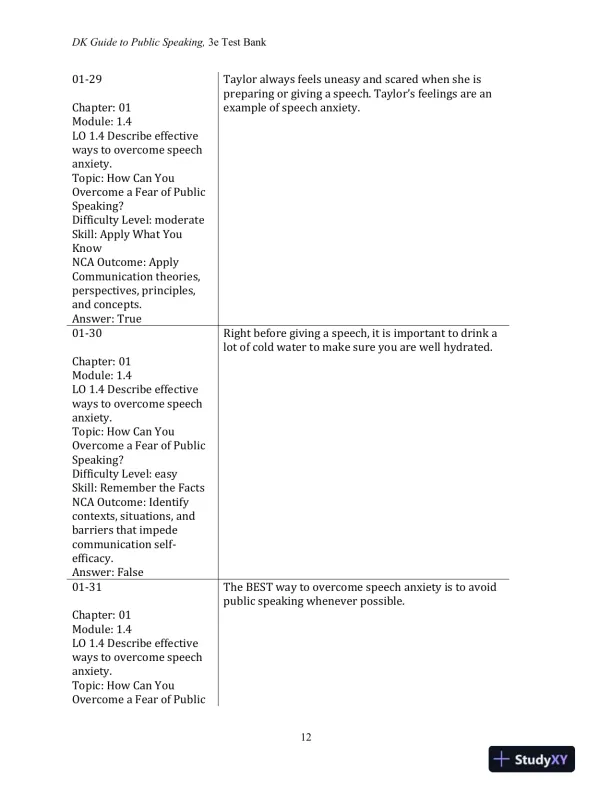 Test Bank for DK Guide to Public Speaking, 3rd Edition - Page 14 preview image