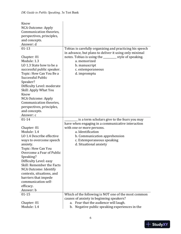 Test Bank for DK Guide to Public Speaking, 3rd Edition - Page 8 preview image