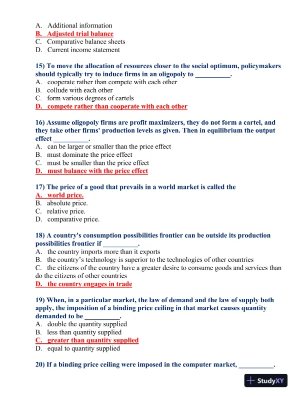 College Assignment: Comprehensive Business and Economic Concepts Assessment - Page 5 preview image