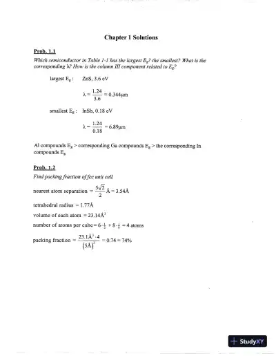 Solution Manual For Solid State Electronic Devices, 6th Edition - Page 1 preview image
