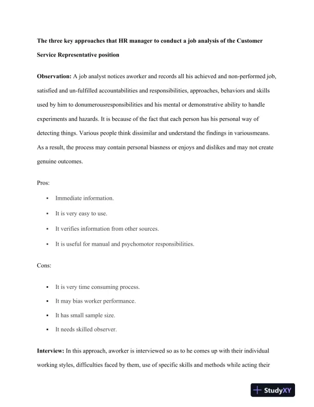 Organizational Structure: Job Analysis For Customer Service Representative: Approaches, Challenges, and Selection Strategies - Page 3 preview image