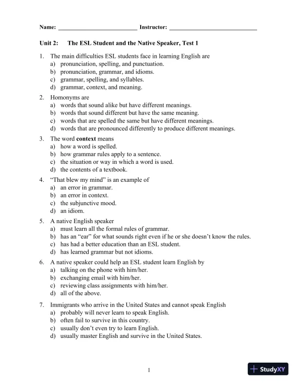 Grammar Matters, 1st Edition Test Bank - Page 7 preview image