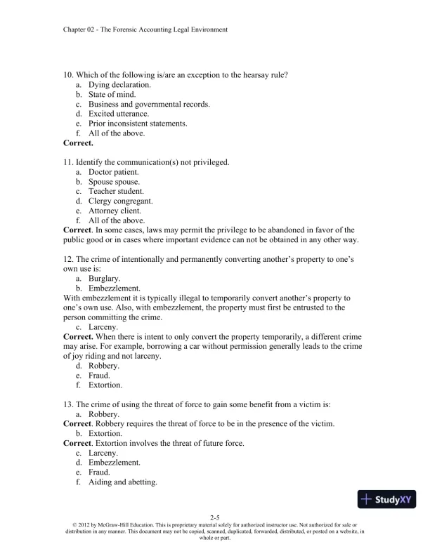 Solution Manual For Forensic Accounting and Fraud Examination, 2nd Edition - Page 13 preview image