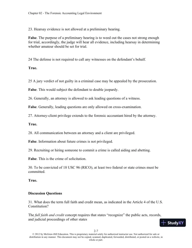 Solution Manual For Forensic Accounting and Fraud Examination, 2nd Edition - Page 15 preview image