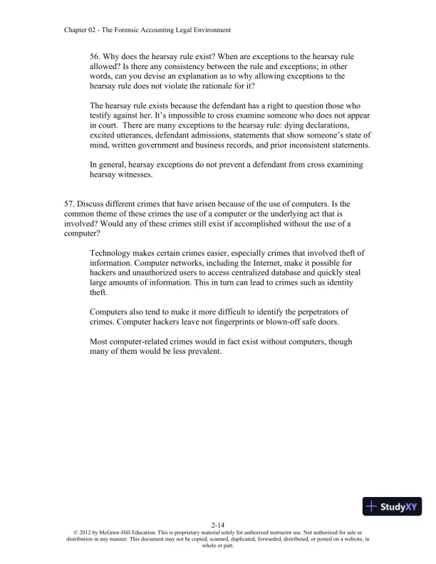 Solution Manual For Forensic Accounting and Fraud Examination, 2nd Edition - Page 22 preview image
