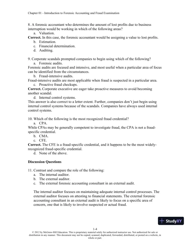 Solution Manual For Forensic Accounting and Fraud Examination, 2nd Edition - Page 5 preview image