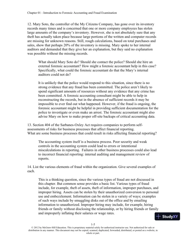 Solution Manual For Forensic Accounting and Fraud Examination, 2nd Edition - Page 6 preview image
