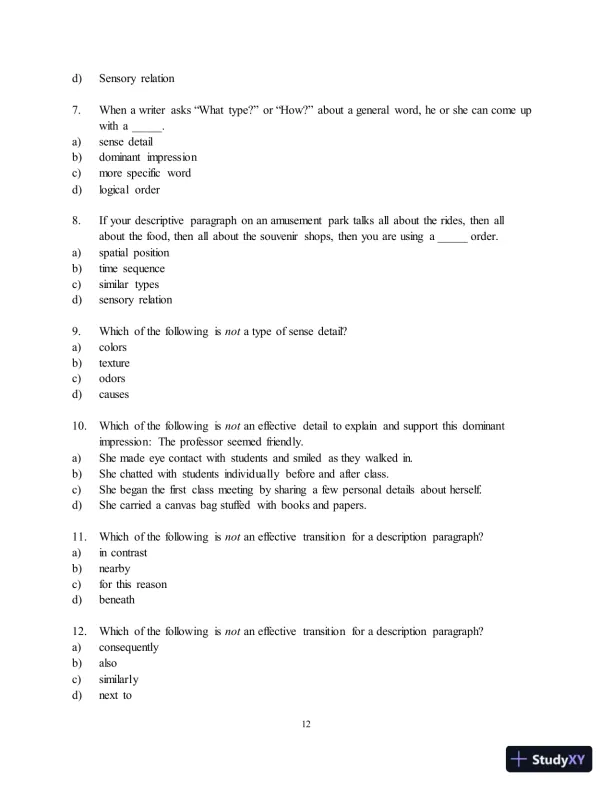 Test Bank for Along These Lines: Writing Paragraphs and Essays, 8th Edition - Page 16 preview image