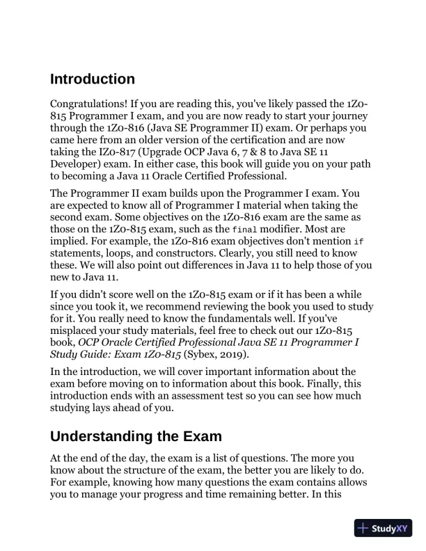 Study Guide Exam 1Z0-816 and Exam 1Z0-817 (2020) - Page 25 preview image