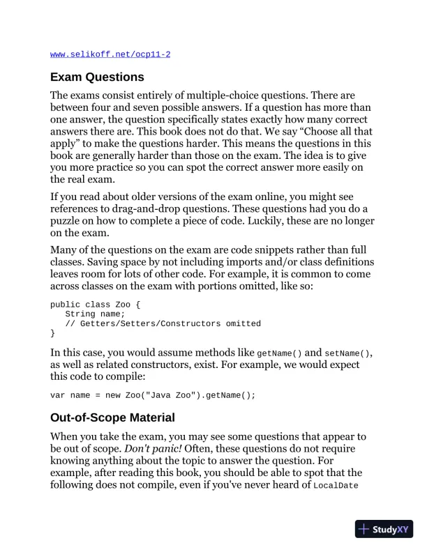Study Guide Exam 1Z0-816 and Exam 1Z0-817 (2020) - Page 31 preview image