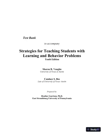 Test Bank for Strategies for Teaching Students with Learning and Behavior Problems, 10th Edition - Page 1 preview image