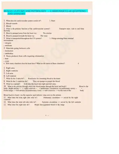 Human Anatomy and Physiology-Cardiovascular Questi - Page 1 preview image
