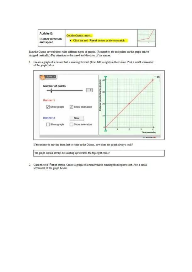 Student Exploration Distance Time Graphs - Page 4 preview image