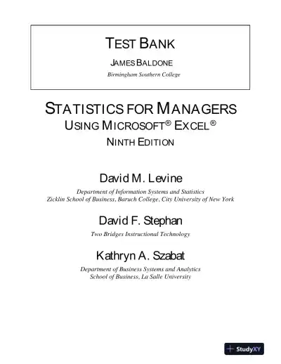 Test Bank for Statistics for Managers Using Microsoft Excel, 9th Edition - Page 1 preview image