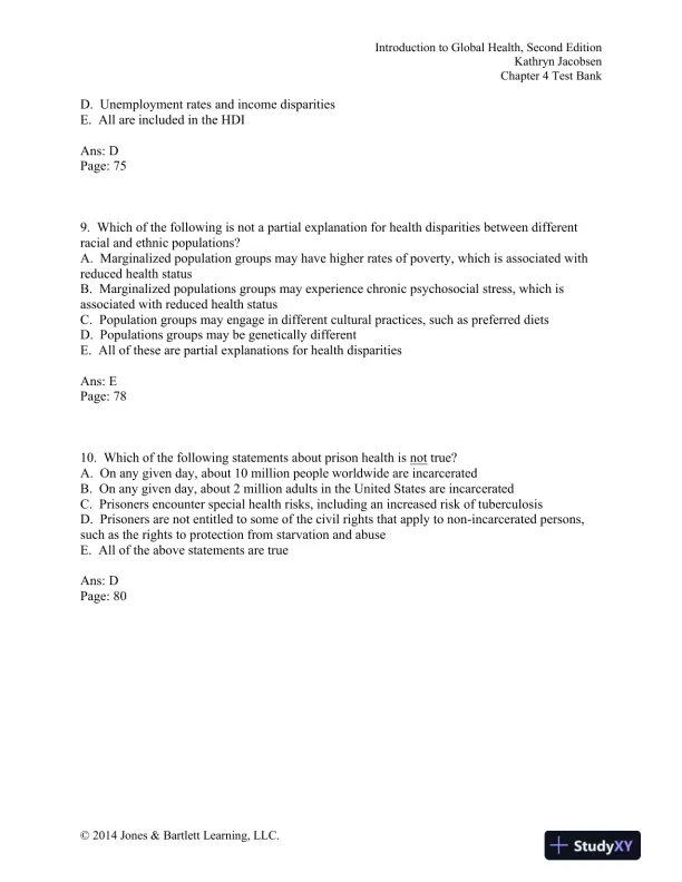 Introduction to Global Health 2nd Edition Test Bank - Page 16 preview image