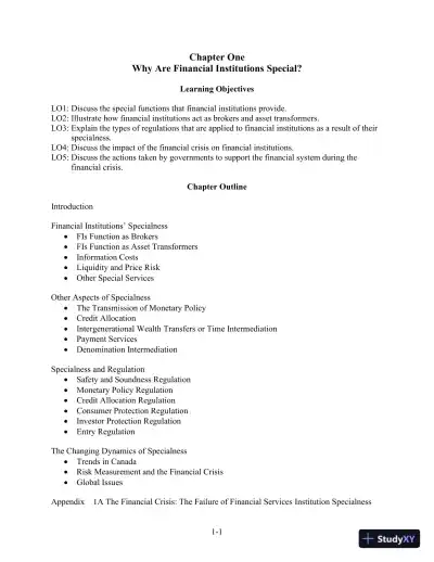 Financial Institutions Management: A Risk Management Approach 5th edition Solution Manual - Page 1 preview image