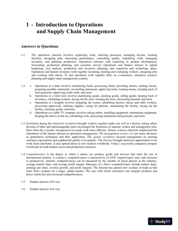 Solution Manual for Operations and Supply Chain Management, 9th Edition - Page 1 preview image