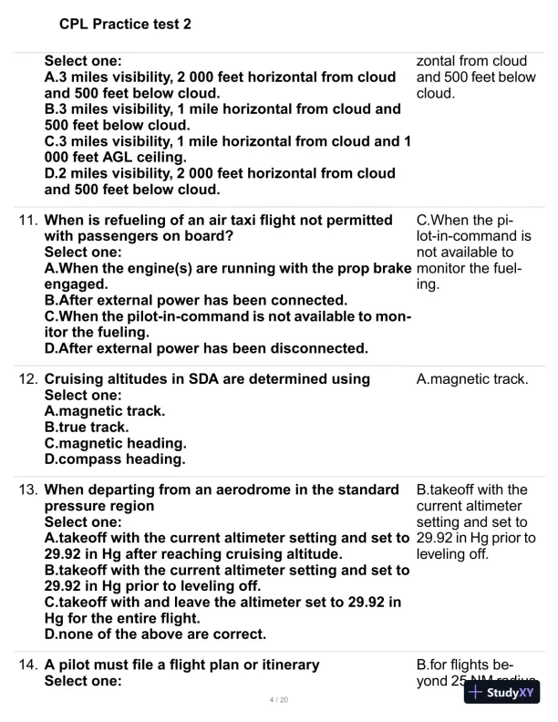 CPL Practice Exam Test 2 with Answers (72 Solved Questions) - Page 5 preview image