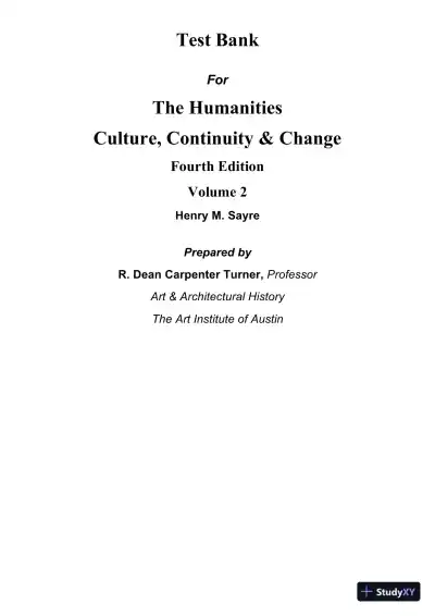 Test Bank for The Humanities: Culture, Continuity, and Change, Volume 2, 4th Edition - Page 1 preview image