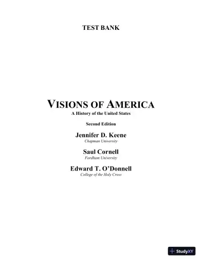 Test Bank For Visions of America: A History of the United States, Combined Volume 2nd Edition Test Bank - Page 1 preview image