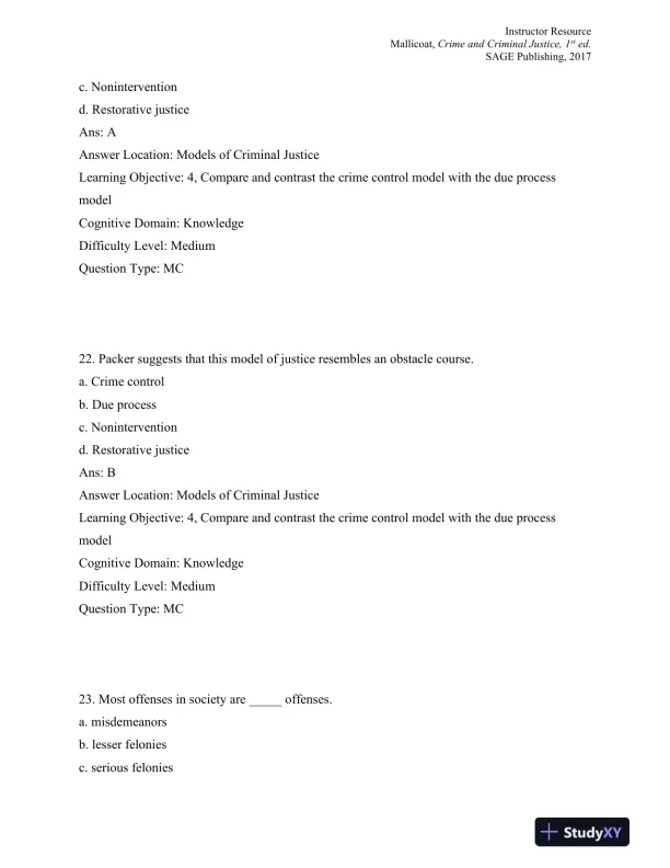 Crime and Criminal Justice: Concepts and Controversies 1st Edition Test Bank - Page 12 preview image