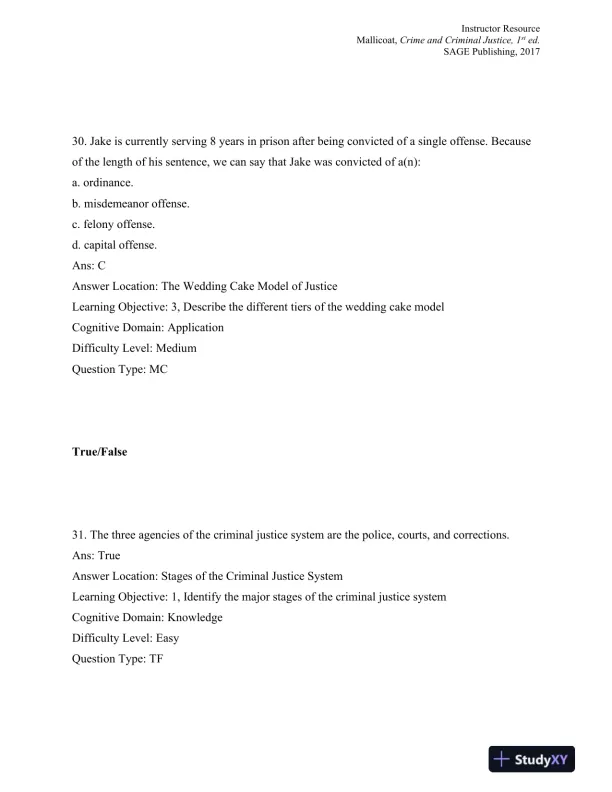 Crime and Criminal Justice: Concepts and Controversies 1st Edition Test Bank - Page 16 preview image