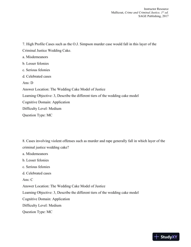 Crime and Criminal Justice: Concepts and Controversies 1st Edition Test Bank - Page 5 preview image