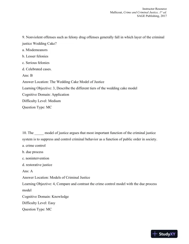 Crime and Criminal Justice: Concepts and Controversies 1st Edition Test Bank - Page 6 preview image