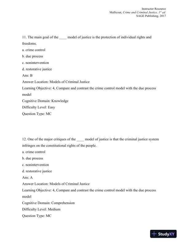 Crime and Criminal Justice: Concepts and Controversies 1st Edition Test Bank - Page 7 preview image