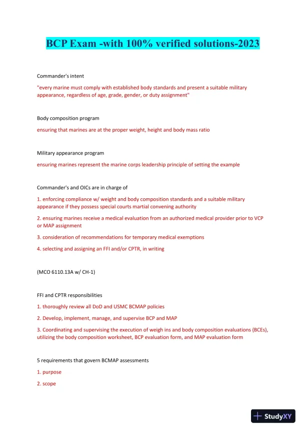2023 BCP Medicine Practice Exam With Answers (79 Solved Questions) - Page 1 preview image