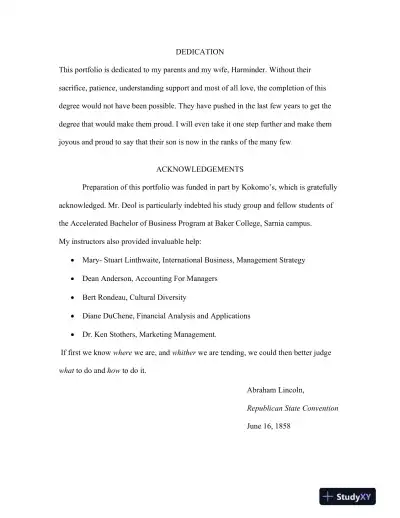 INTEGRATED PORTFOLIO: BACHELOR OF BUSINESS ADMINISTRATION Baker College - Page 3 preview image
