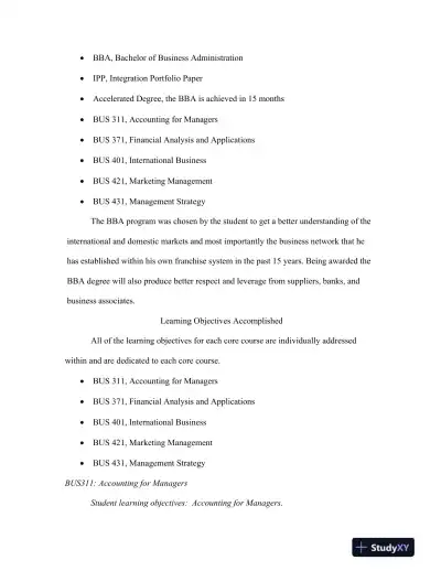 INTEGRATED PORTFOLIO: BACHELOR OF BUSINESS ADMINISTRATION Baker College - Page 9 preview image
