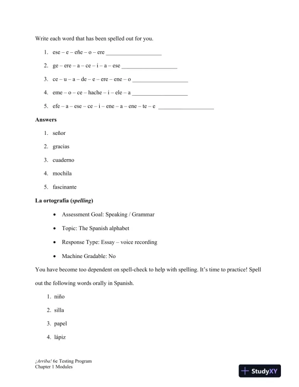 Test Bank for �Arriba!: Comunicaci�n y cultura, 6th Edition - Page 14 preview image