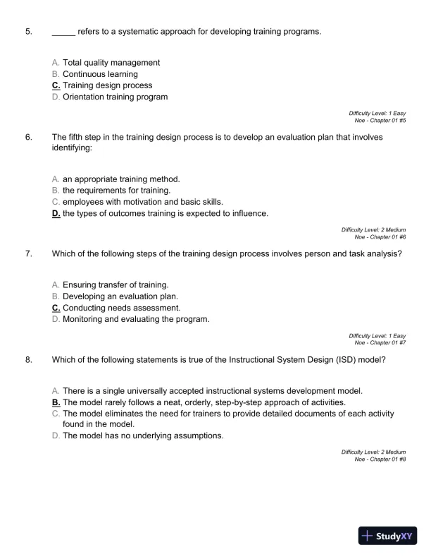 Employee Training and Development (Irwin Management) 7th Edition Test Bank - Page 12 preview image
