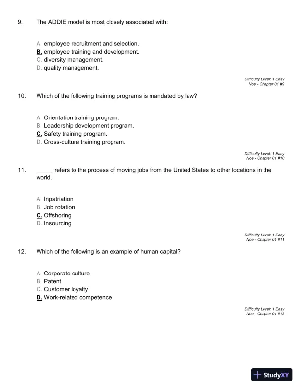 Employee Training and Development (Irwin Management) 7th Edition Test Bank - Page 13 preview image