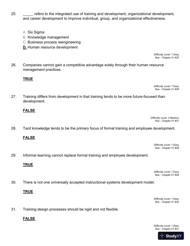 Employee Training and Development (Irwin Management) 7th Edition Test Bank - Page 17 preview image