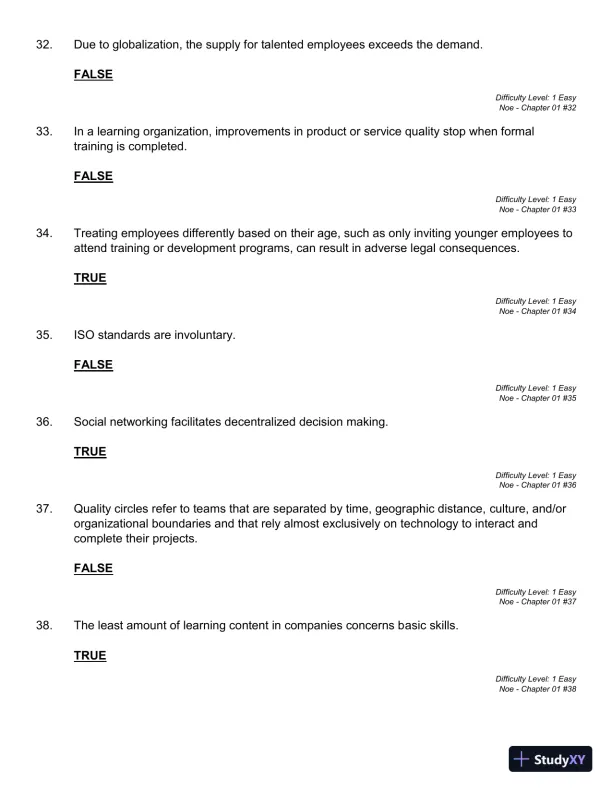 Employee Training and Development (Irwin Management) 7th Edition Test Bank - Page 18 preview image