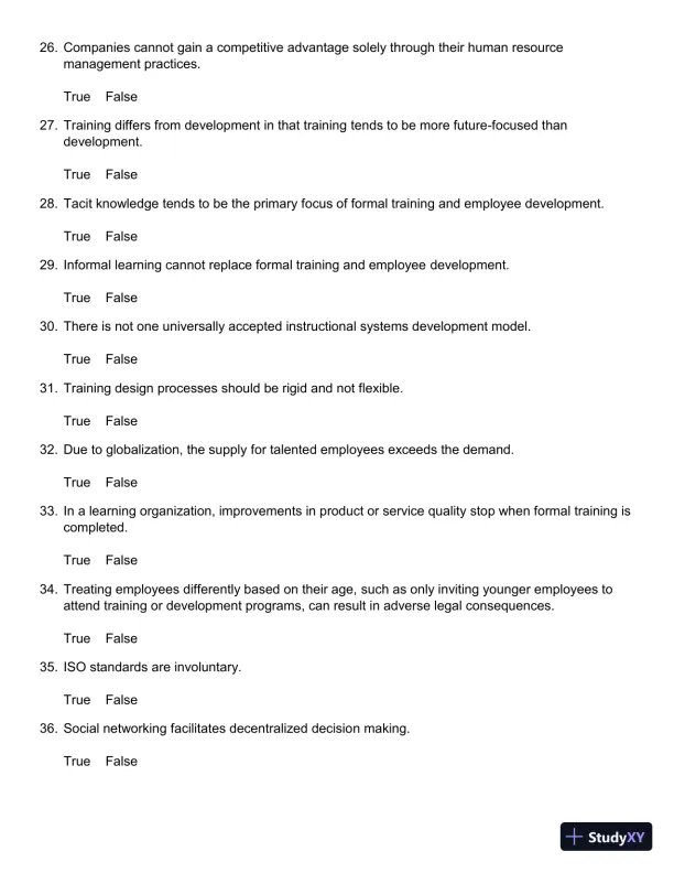 Employee Training and Development (Irwin Management) 7th Edition Test Bank - Page 7 preview image