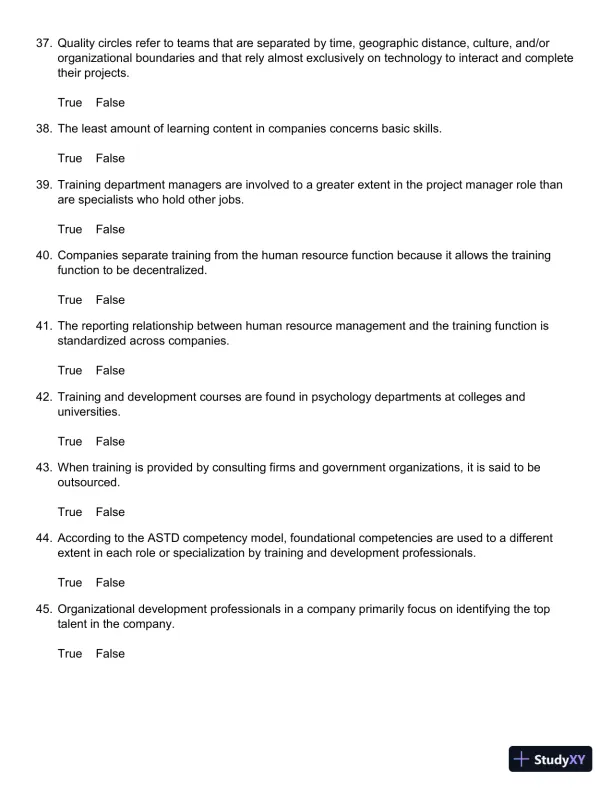 Employee Training and Development (Irwin Management) 7th Edition Test Bank - Page 8 preview image