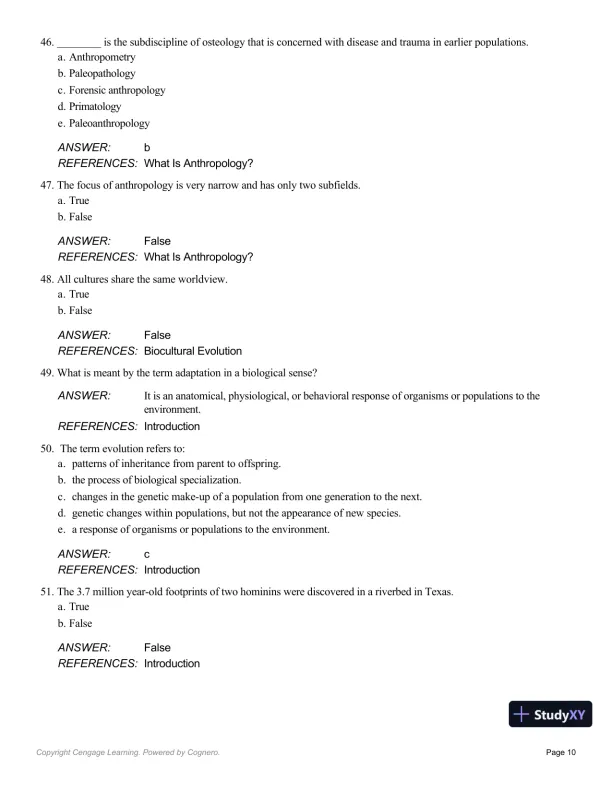 Essentials Of Physical Anthropology, 10th Edition Test Bank - Page 11 preview image