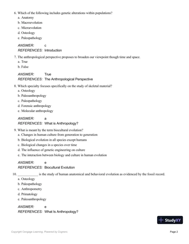 Essentials Of Physical Anthropology, 10th Edition Test Bank - Page 3 preview image