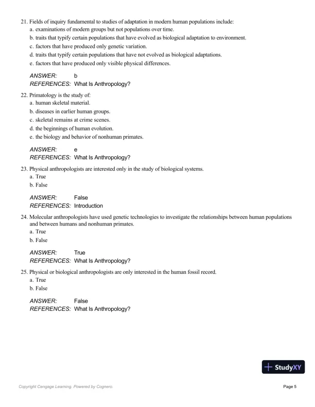 Essentials Of Physical Anthropology, 10th Edition Test Bank - Page 6 preview image