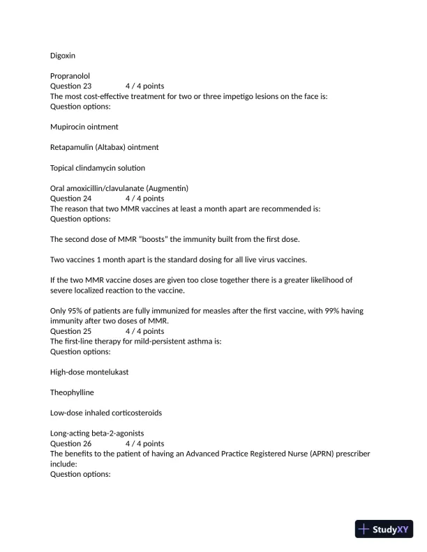 MN553 Final Exam Quiz with Answers (97 Solved Questions) - Page 8 preview image